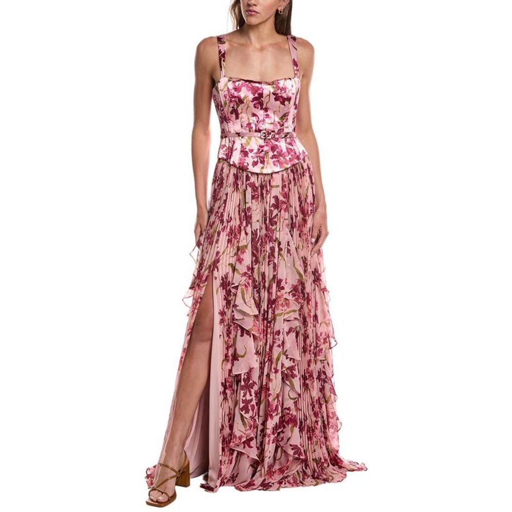 Cinq À Sept Womens  Trailing Hibiscus Leema Gown, Pink